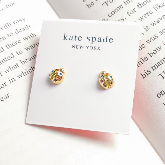 Kate Spade Jewelry - NEW KATE SPADE Nature Walk Ladybug Gold Multicolor Stud Earrings